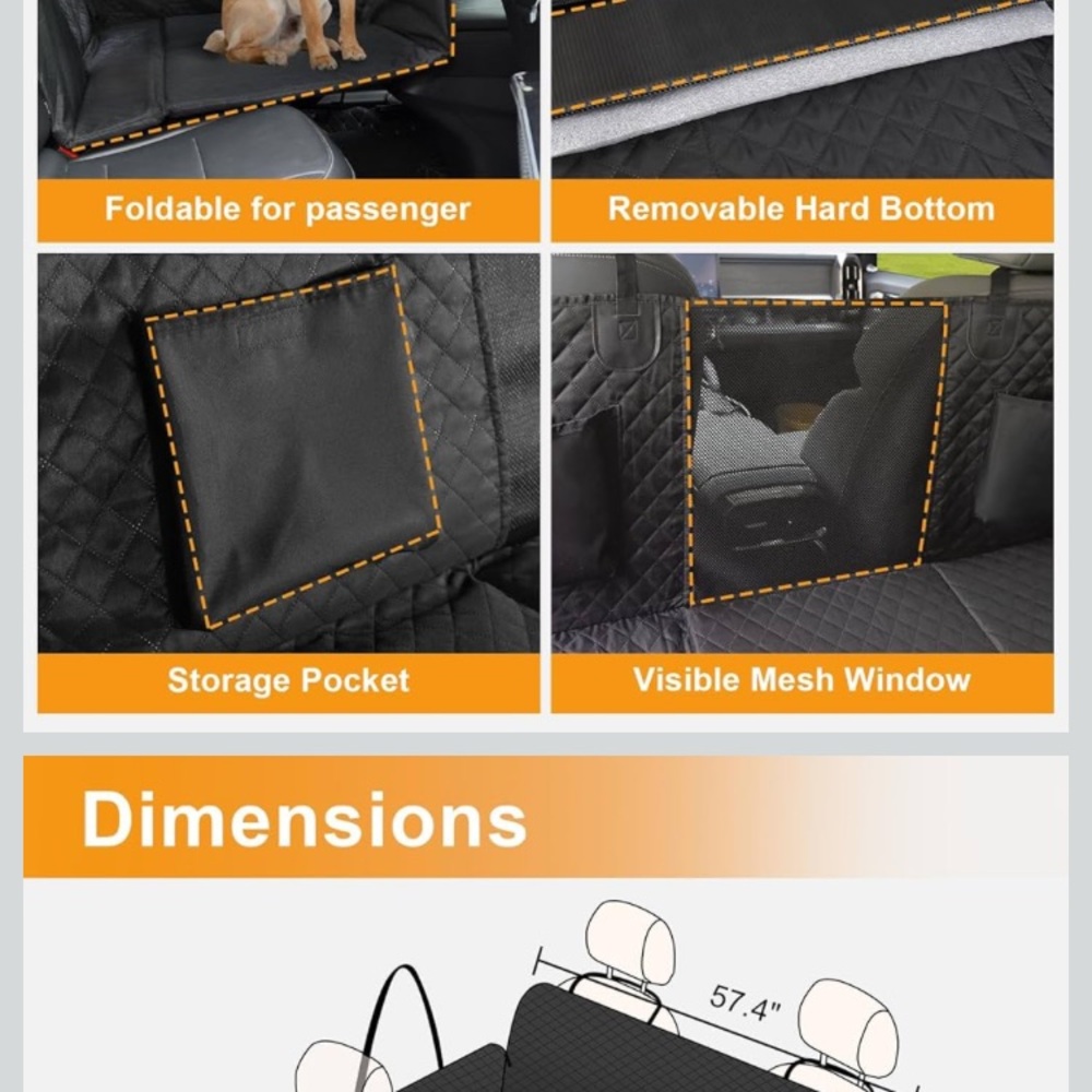 X-LargeHonest Back Seat Extender for Dogs, 57.4W 30.3L Hard Bottom NWT - Picture 6 of 15